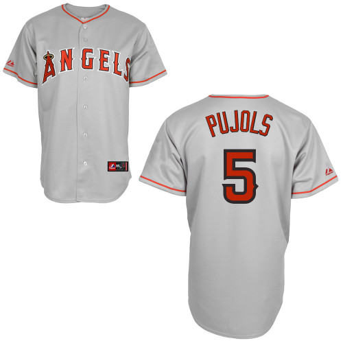 Angels of Anaheim #5 Albert Pujols Grey Cool Base Stitched MLB Jersey - Click Image to Close